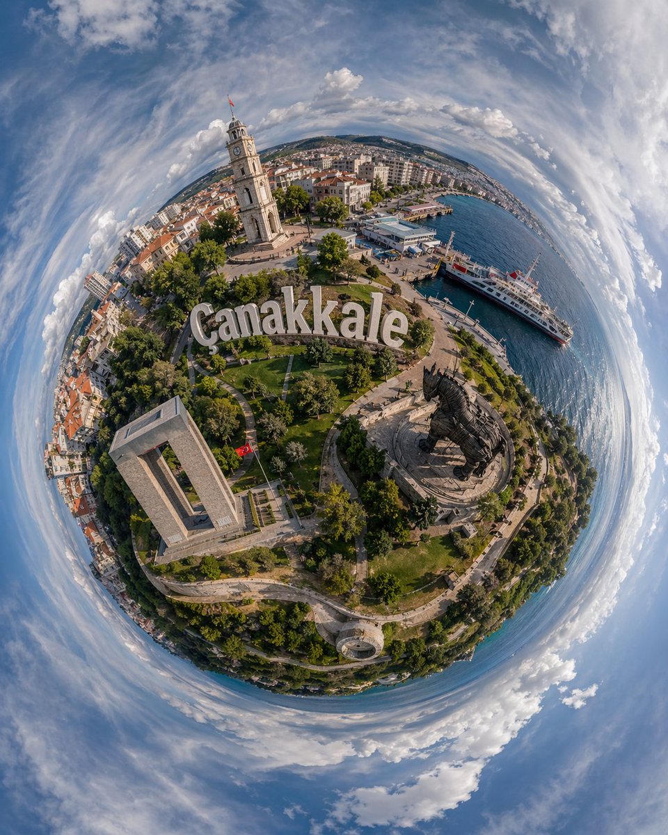 Çanakkale 360° Little Planet Aerial Photo — Sora 2 Prompt
