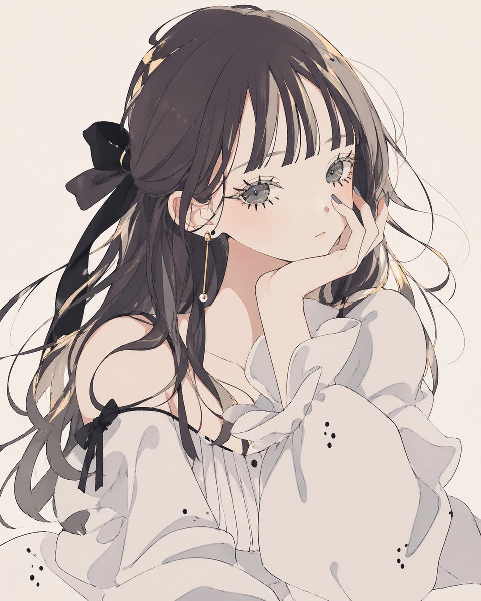 Soft Monochrome Anime Portrait — Fashion Illustration Prompt