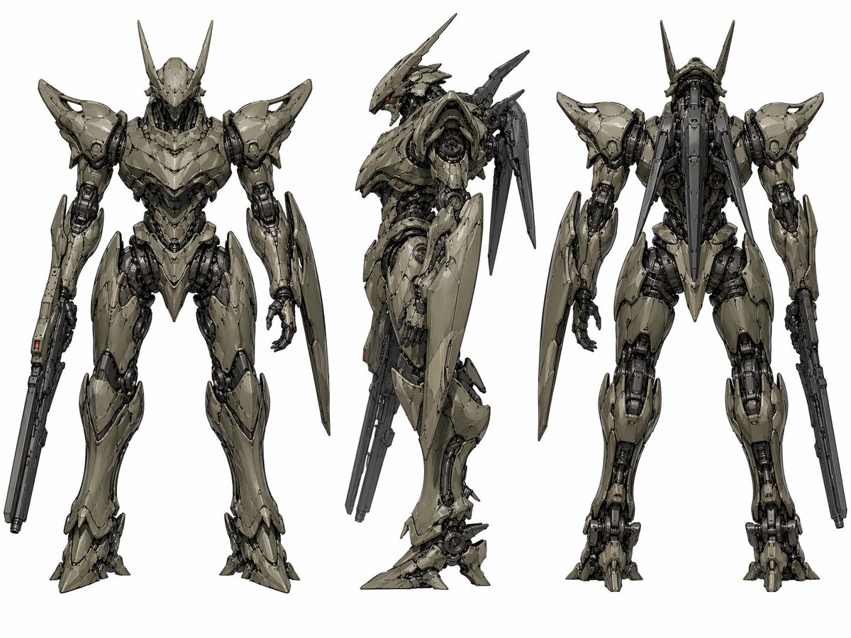 Bio-Mech Exoskeleton Mech Three-View — Sora 2 Prompt