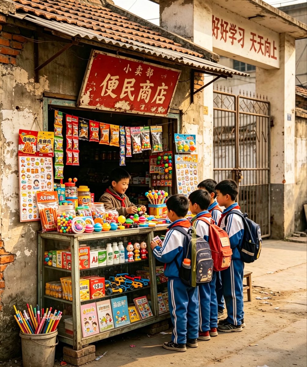Nostalgic Chinese School Shop — Realistic Documentary Sora 2 Prompt