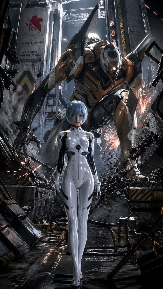 Evangelion Mech Hangar Poster — Sora 2 Prompt