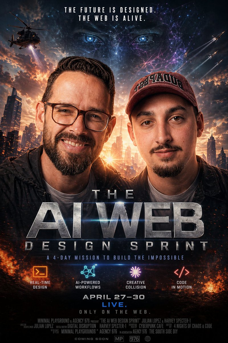 Cinematic AI Web Design Sprint Poster Prompt
