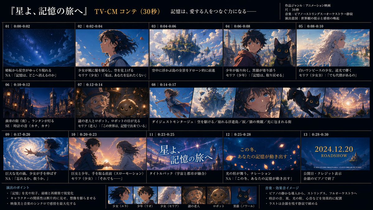 Anime Storyboard Prompt: 30-Second Fantasy TV Commercial