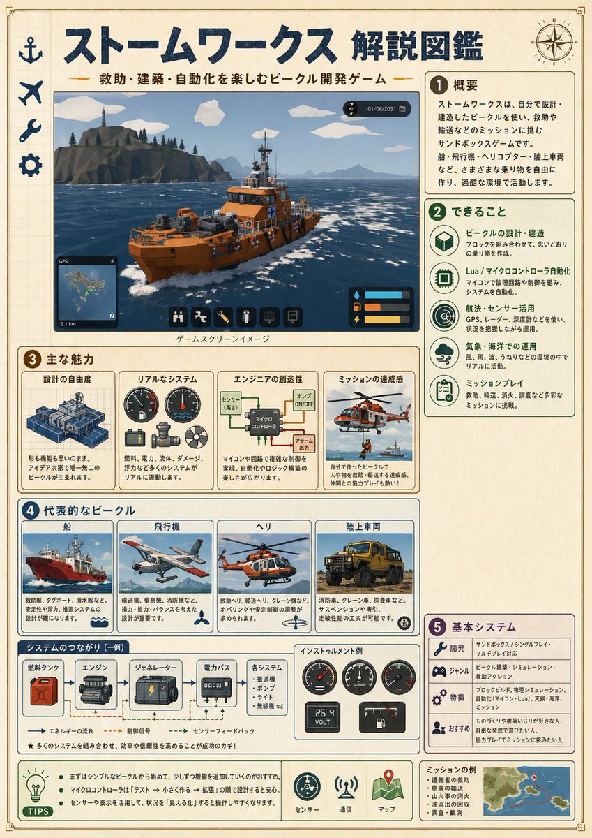 Stormworks Game Guide Infographic — Sora 2 Prompt