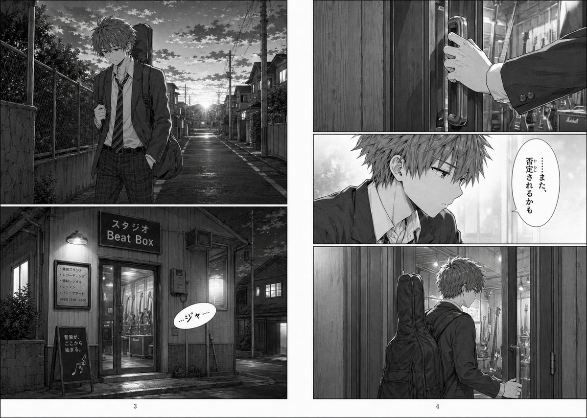 Anime Manga Double-Page Spread — Moody Teen Music Studio