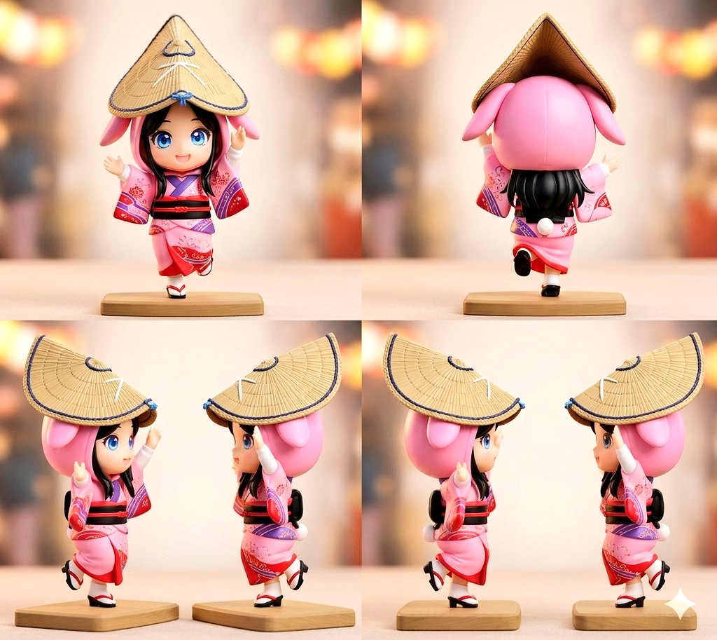 Awa Odori Q-Version Collectible Figurine — 4-Angle Product Shot