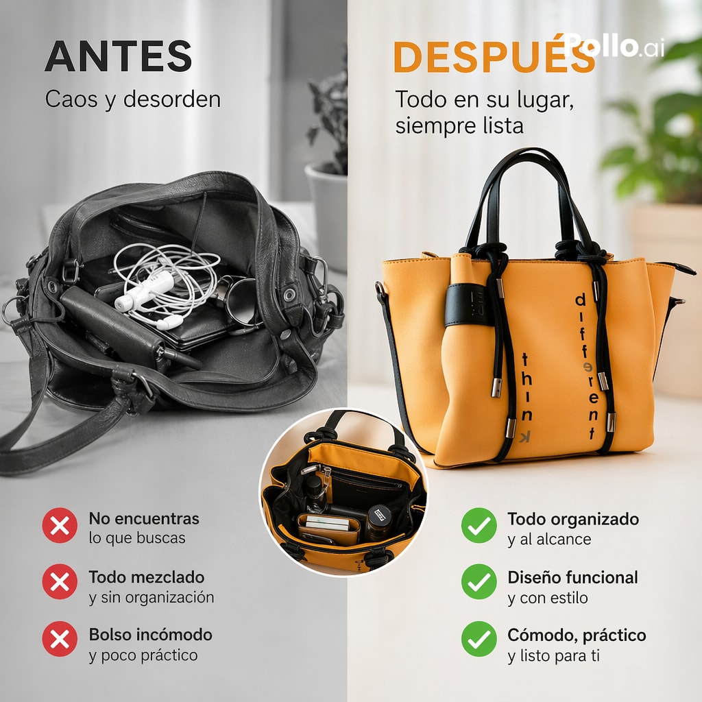 Handbag Before/After Split-Screen Ad — Pollo.ai Prompt