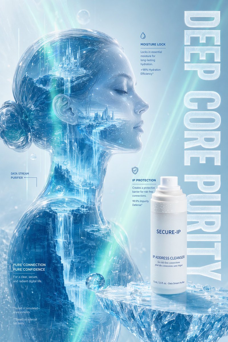 Futuristic Skincare Ad: Ice Woman & Waterfall — Sora 2 Prompt