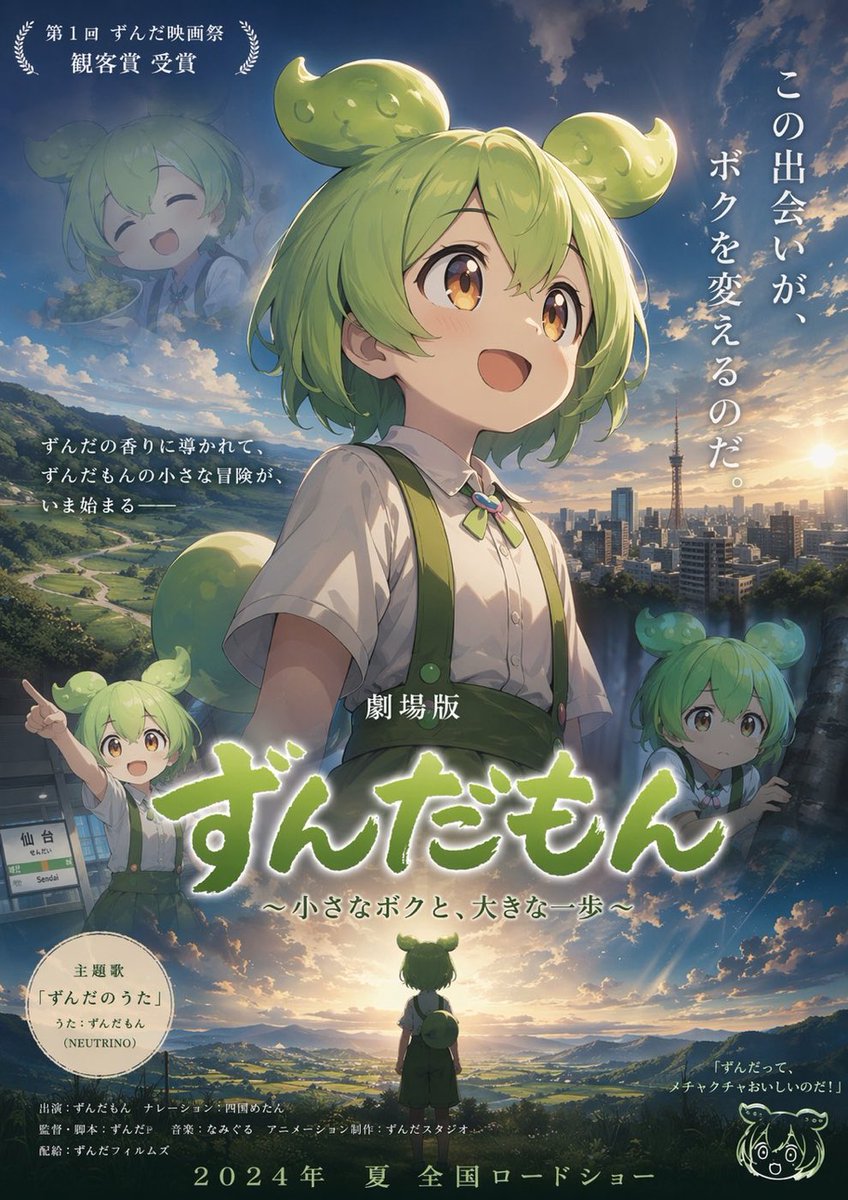 Anime Movie Poster: Zunda Mon Character & Layout — AI Prompt