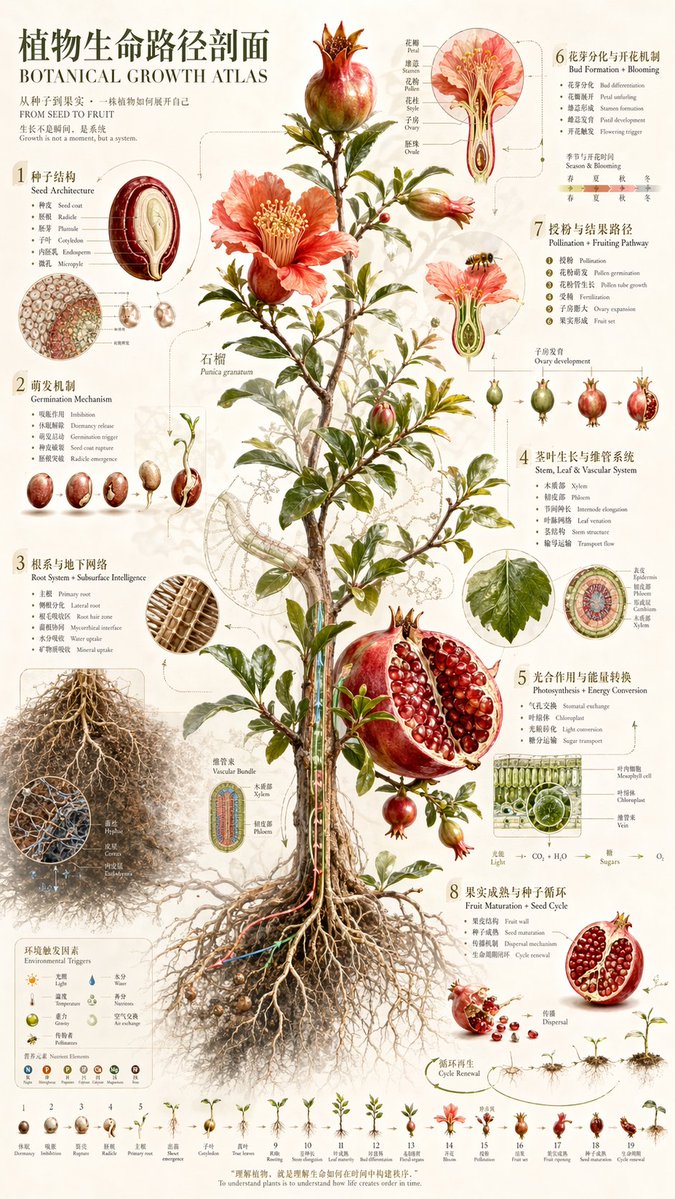 Botanical Growth Atlas — Vintage Poster Prompt