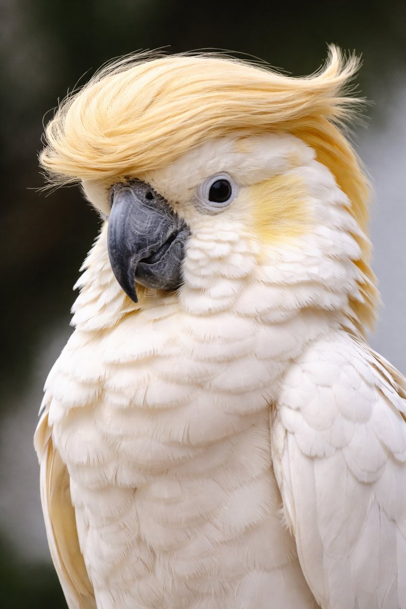 White Cockatoo with Golden Side-Part Hair — Sora 2 Prompt