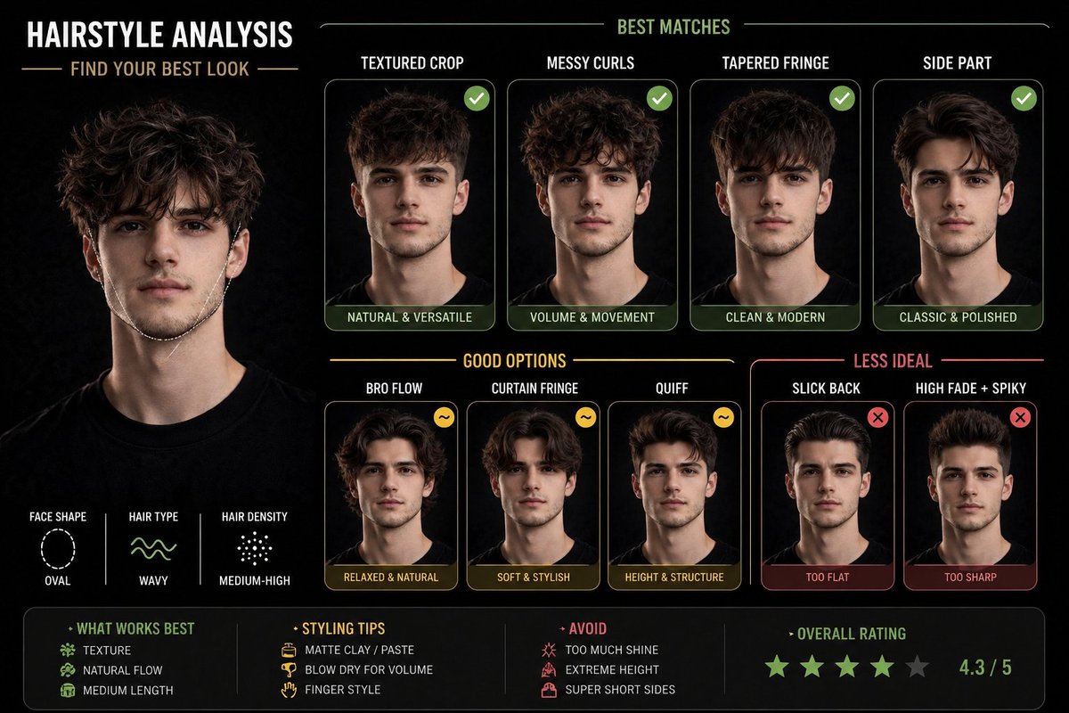 AI Hairstyle Fit Analysis — Portrait Comparison Prompt
