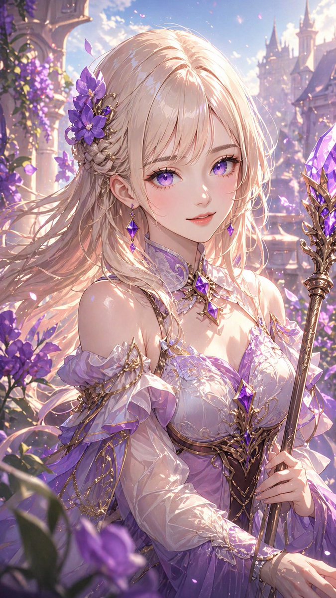 Anime Fantasy Mage in Lavender Garden — Sora 2 Prompt