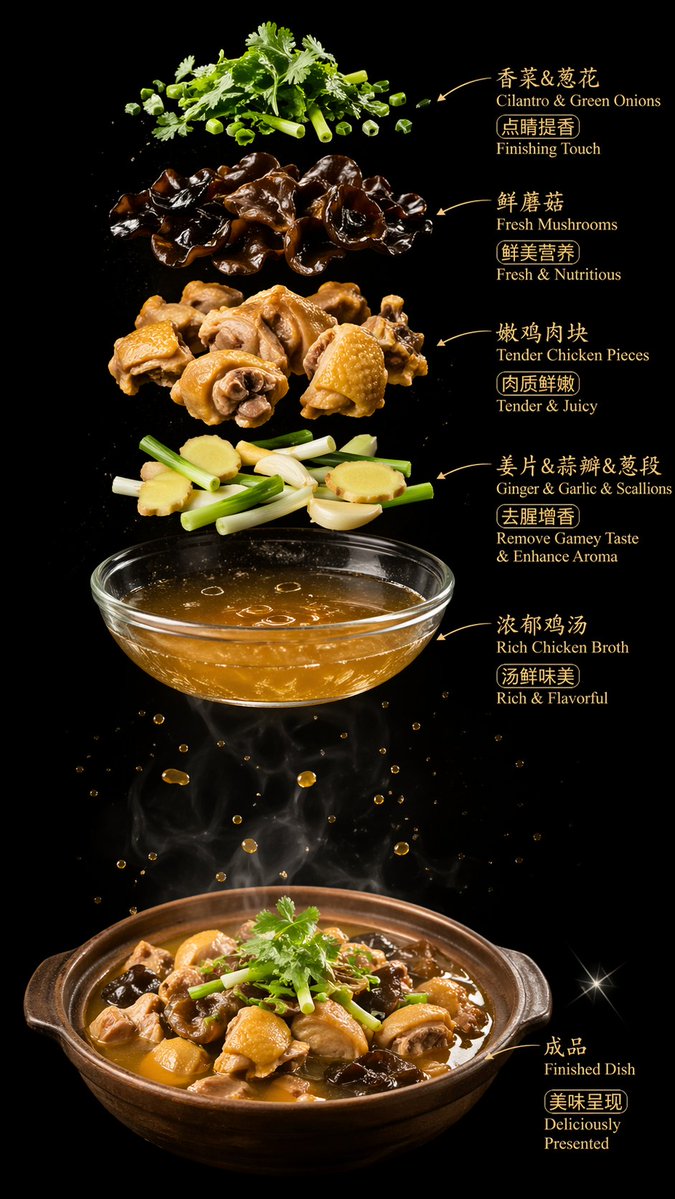 Chicken Soup Infographic Poster: Bilingual Luxury — Sora 2