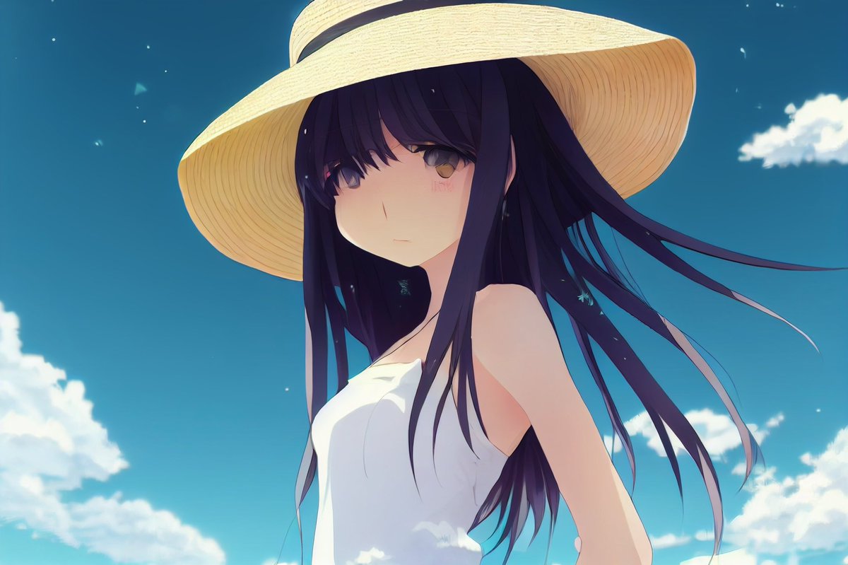 Serene Anime Girl with Straw Hat — Summer Portrait Prompt