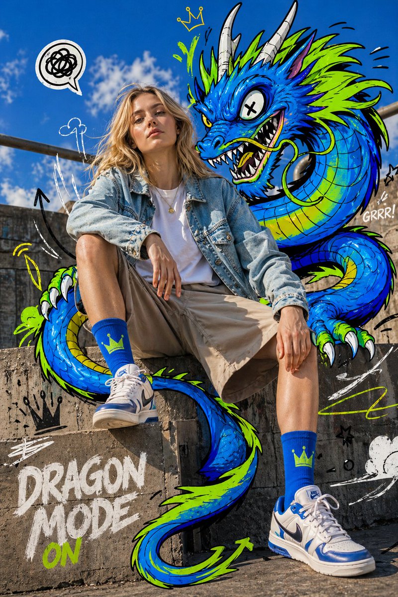 Urban Fashion Meets Cartoon Graffiti — Sora 2 Prompt