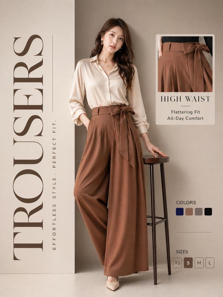 High-Waist Trouser Fashion Poster — Sora 2 Prompt