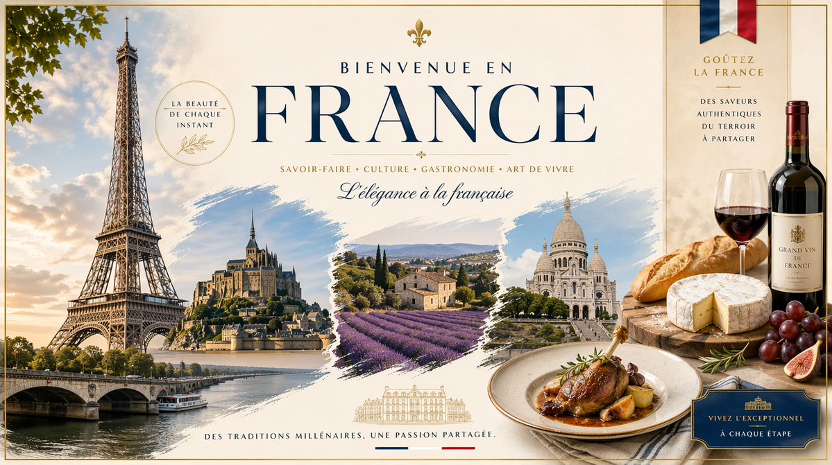 French Landmarks & Cuisine Poster — Sora 2 Prompt