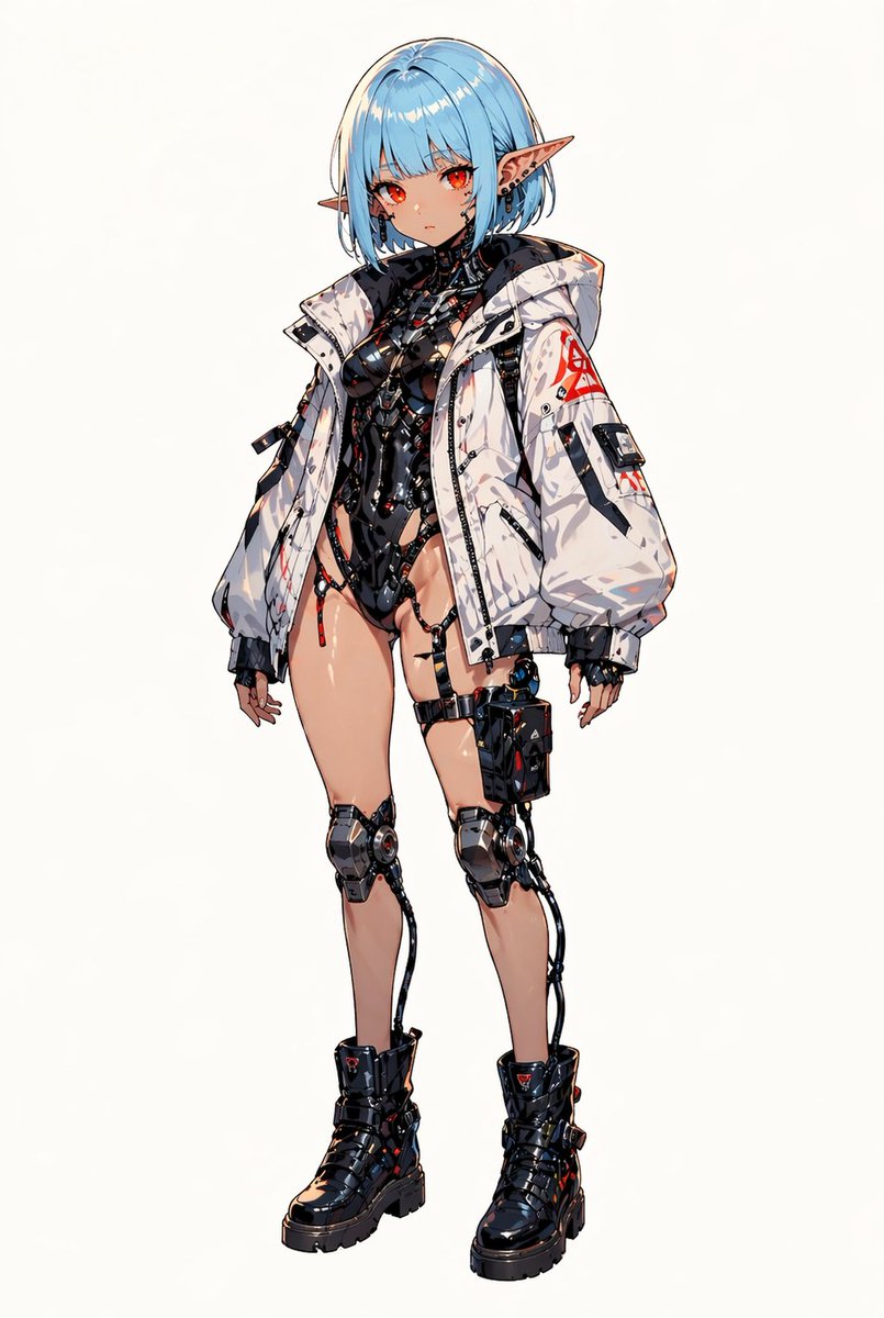 Cyberpunk Elf Girl Full-Body Portrait — Sora 2 Prompt
