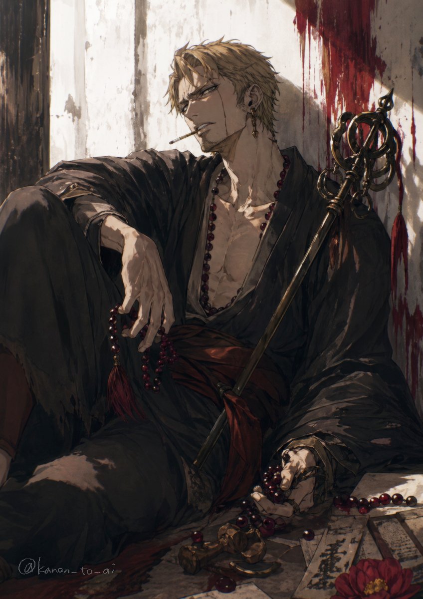 Injured Monk Portrait — Dark Fantasy Anime Sora 2 Prompt