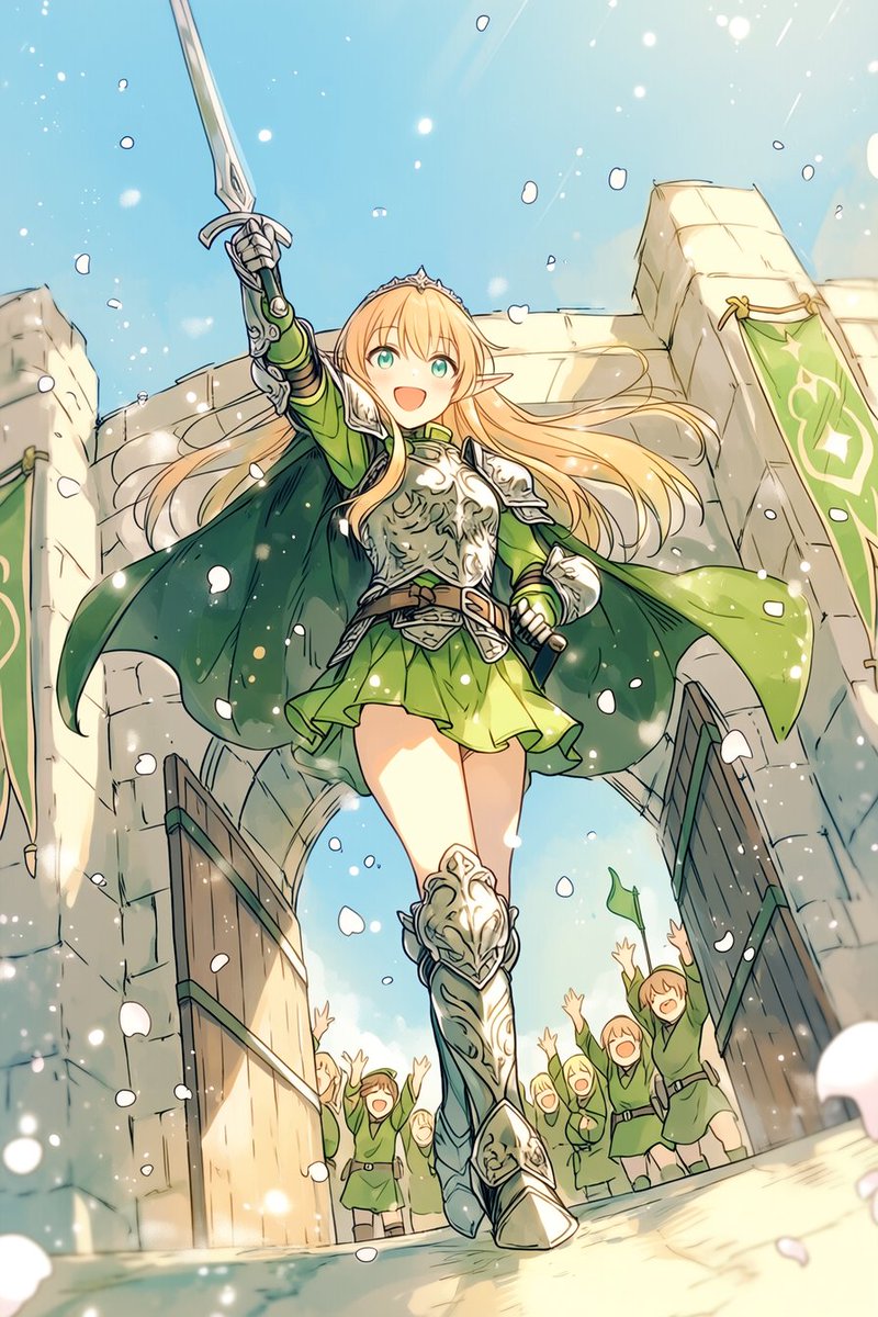 Victorious Elf Knight Anime — Heroic Castle Gate Prompt