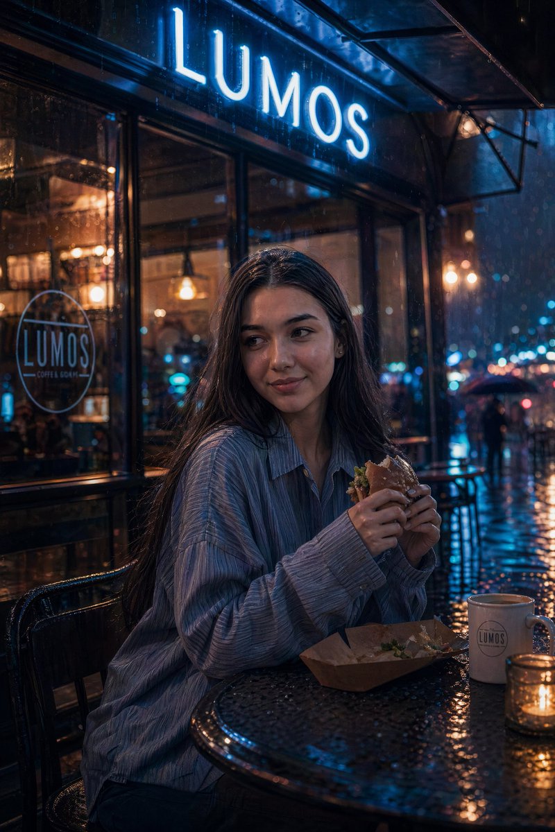 Cinematic Neon Rain Café — Sora 2 Prompt