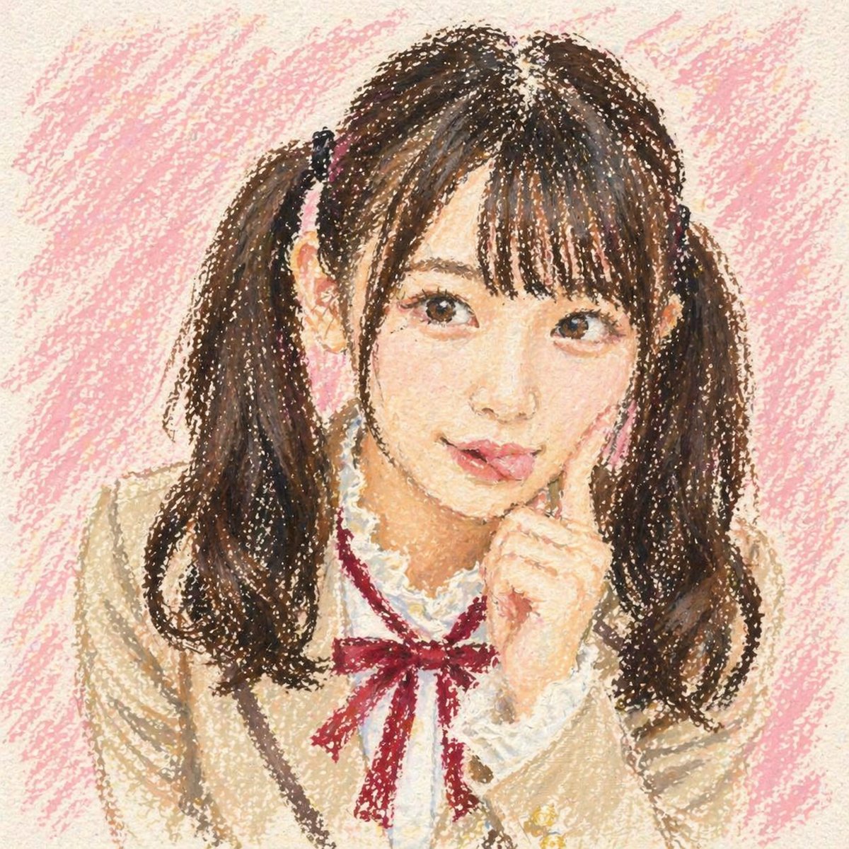 Cute Oil Pastel Portrait — Anime Girl Student Art Prompt