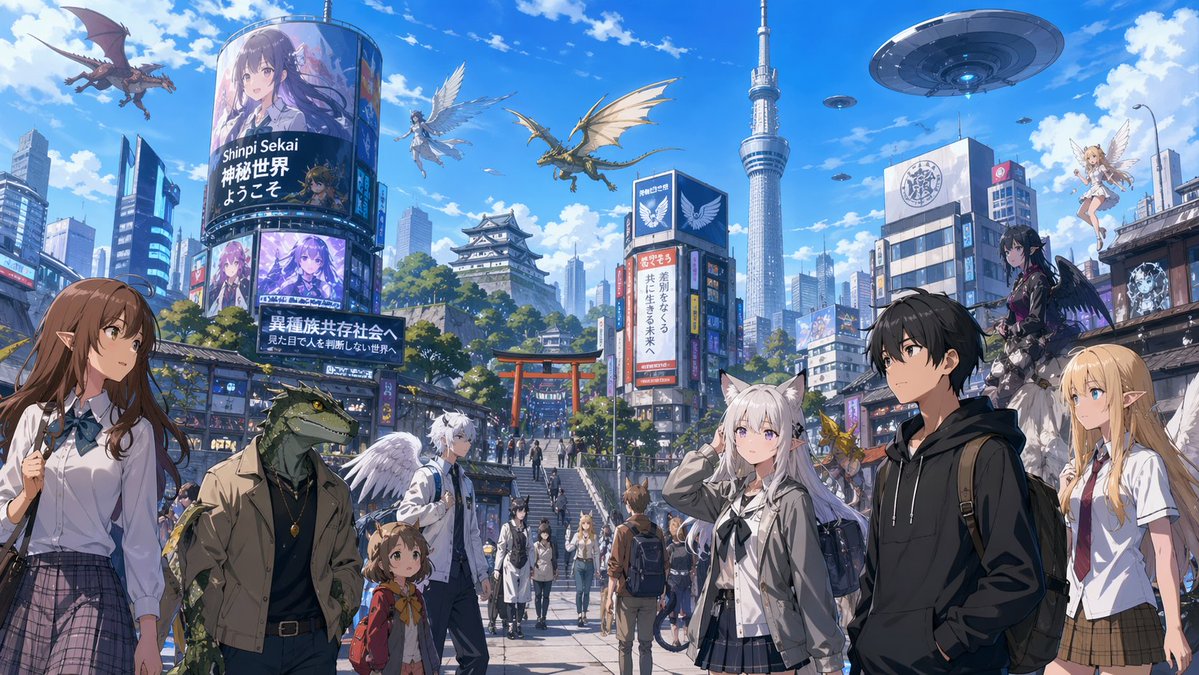 Fantasy Tokyo Multicultural City — Anime World-Building Prompt