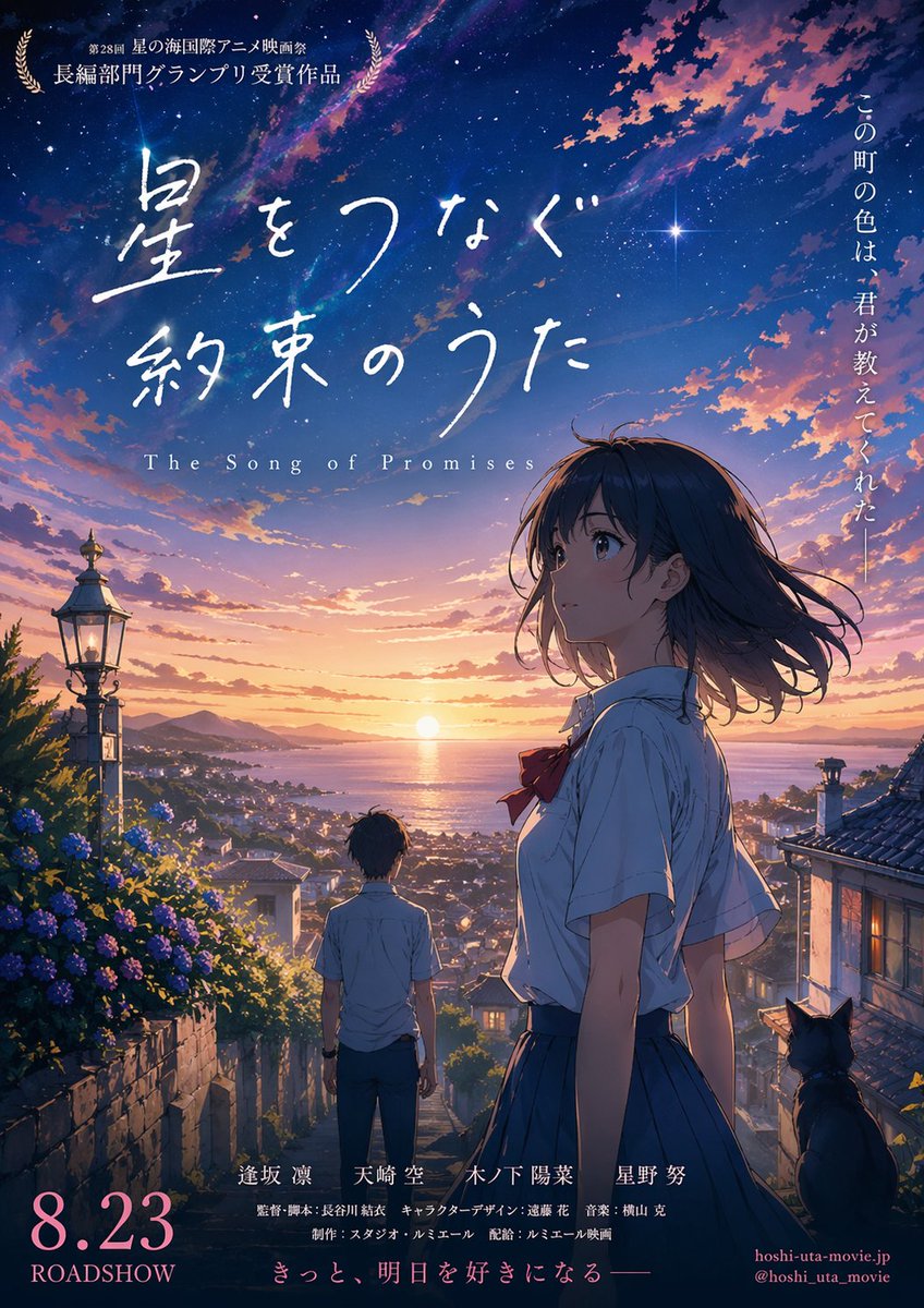 Makoto Shinkai Anime Movie Poster — Sora 2 Prompt