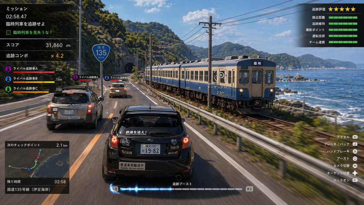 Train Photography Game Screenshot — Sora 2 Prompt
