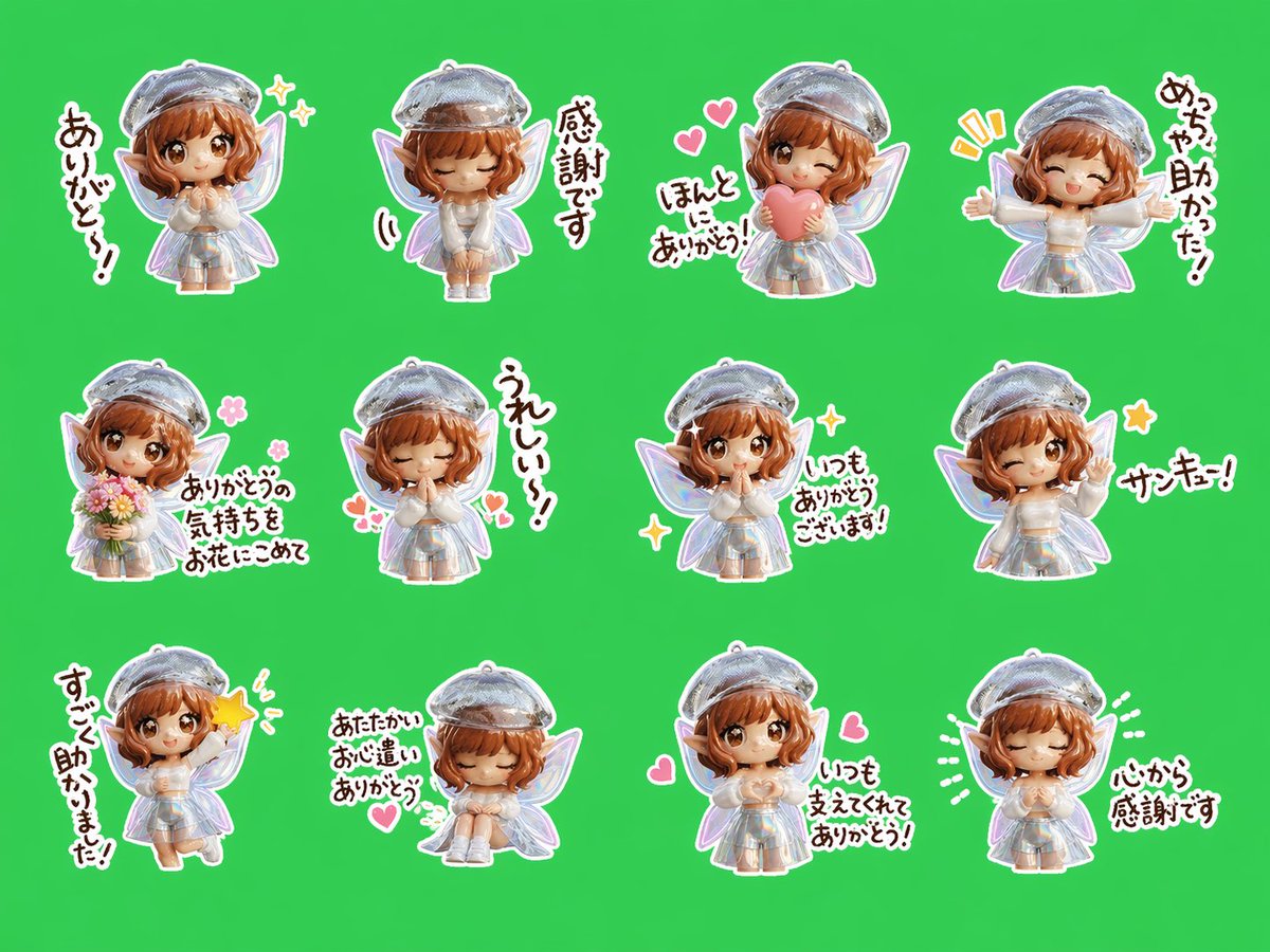 Cute Chibi Elf Thank You Sticker Sheet — Sora 2 Prompt