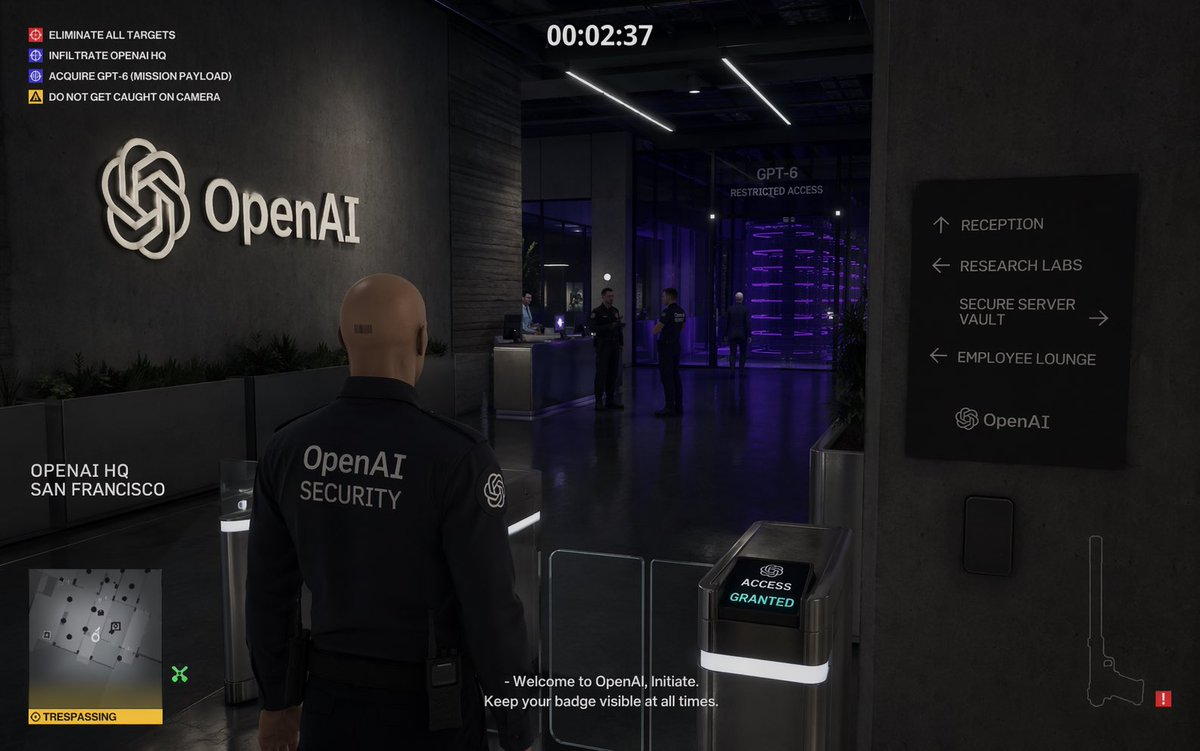 Hitman Style: Steal GPT-6 from OpenAI HQ — Sora 2 Prompt