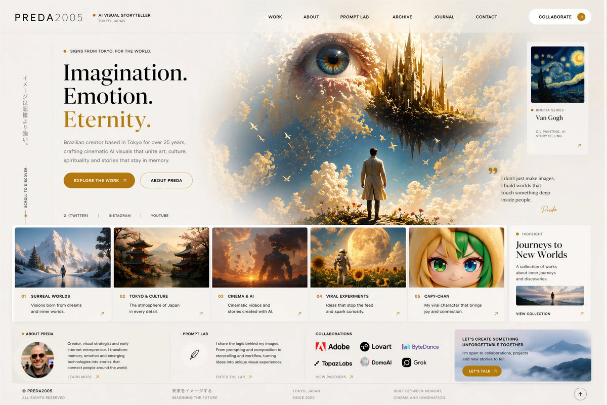 Marcio Lima Infographic & High-End Website — Sora 2 Prompt