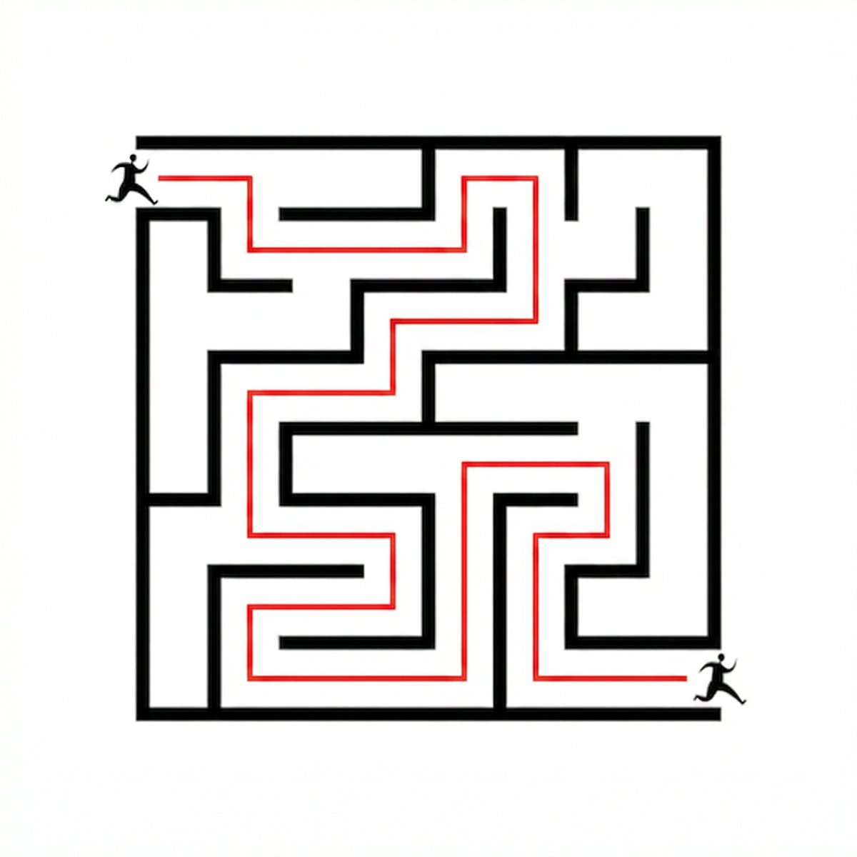 Maze Solver: Draw Red Path from Entry to Exit — Sora 2 Prompt