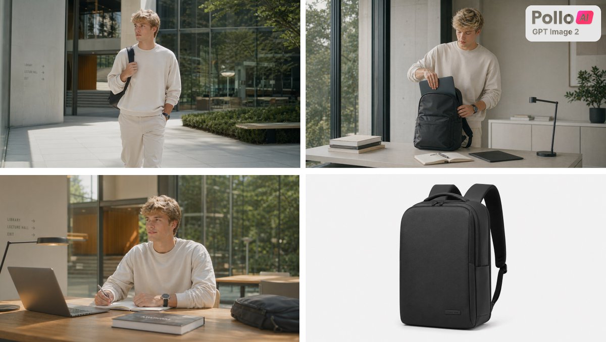 Backpack Lifestyle 4-Grid Ad Prompt — Sora 2