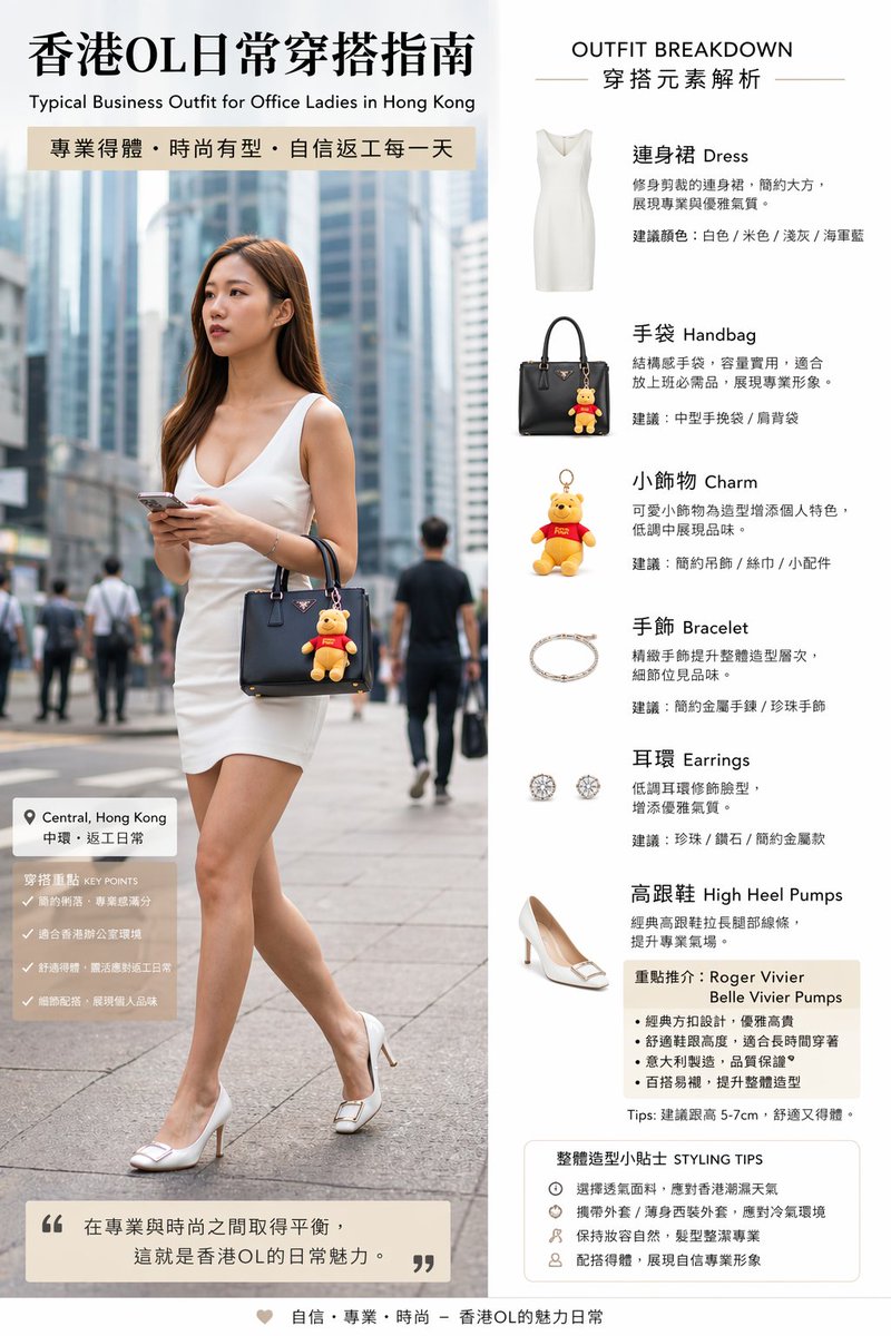 Hong Kong Office Fashion — Sora 2 Infographic Prompt