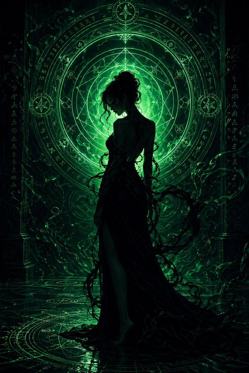 Emerald Witch Occult Ritual — Dark Fantasy AI Prompt