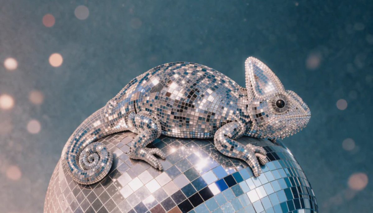 Mirror Disco Ball Chameleon — Studio Photo Prompt