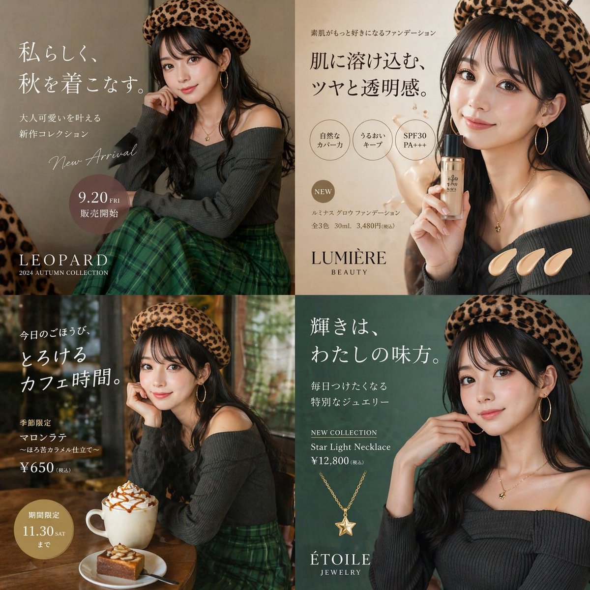 Japanese Autumn Lifestyle Ad Grid — Sora 2 Prompt
