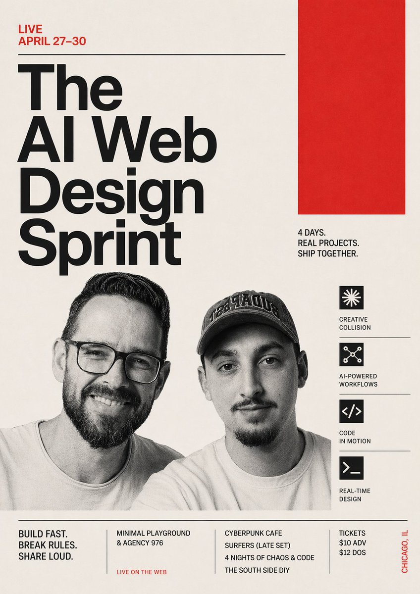 Swiss Modernist AI Web Design Sprint Poster Prompt