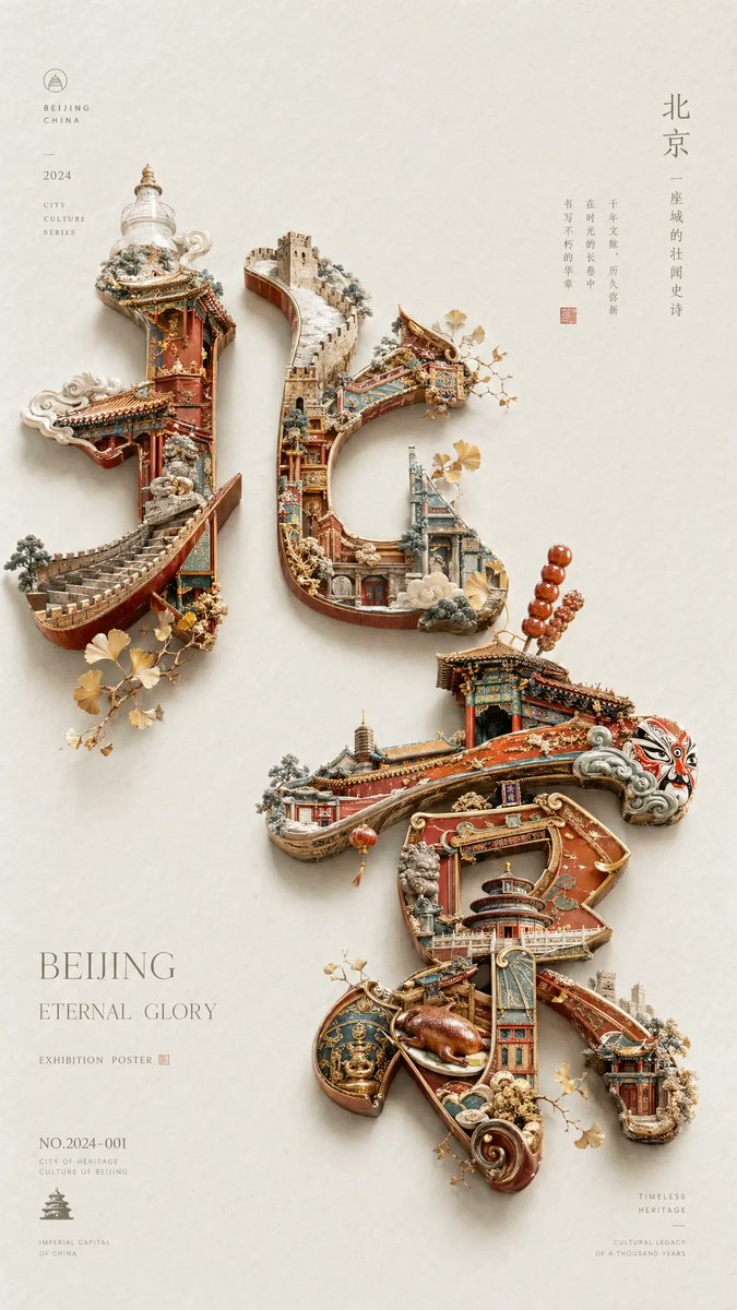 3D Beijing Calligraphy Poster — Sora 2 Prompt