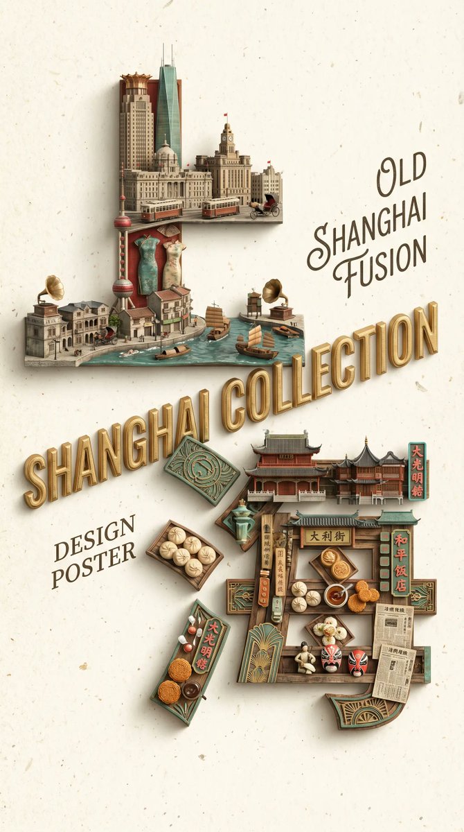 Shanghai Shadowbox Poster — Sora 2 Prompt