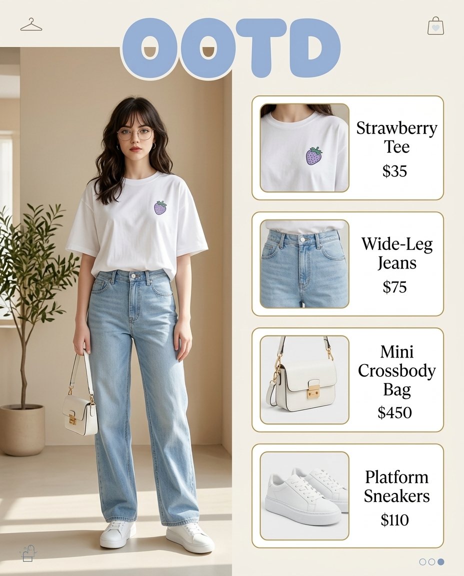 OOTD Korean Street Fashion Infographic — Sora 2 Prompt