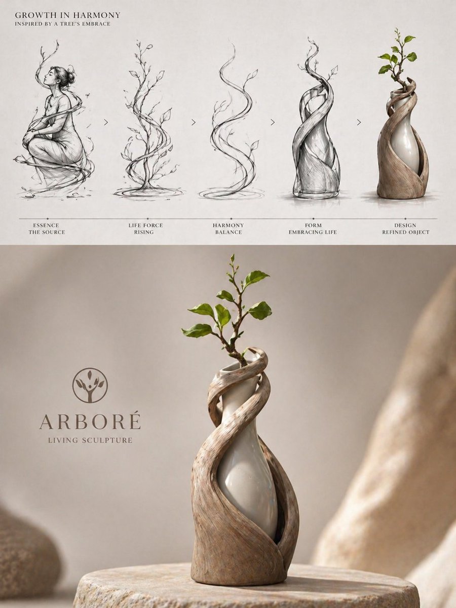 Biophilic Luxury Vase Concept Poster — Sora 2 Prompt
