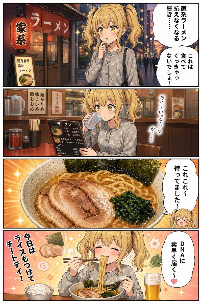 Iekei Ramen Manga: 4-Koma Food Art AI Prompt