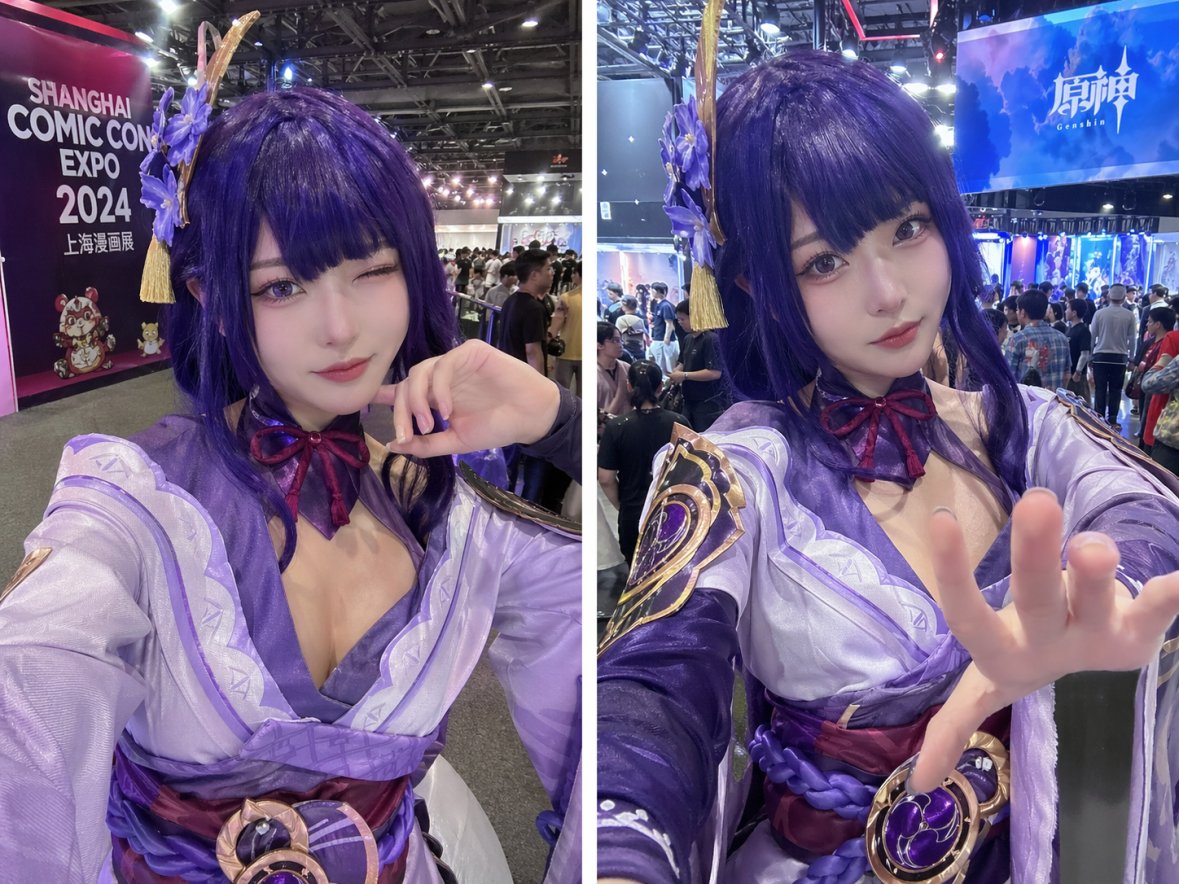 Genshin Raiden Shogun Cosplay Selfie — Sora 2 Prompt
