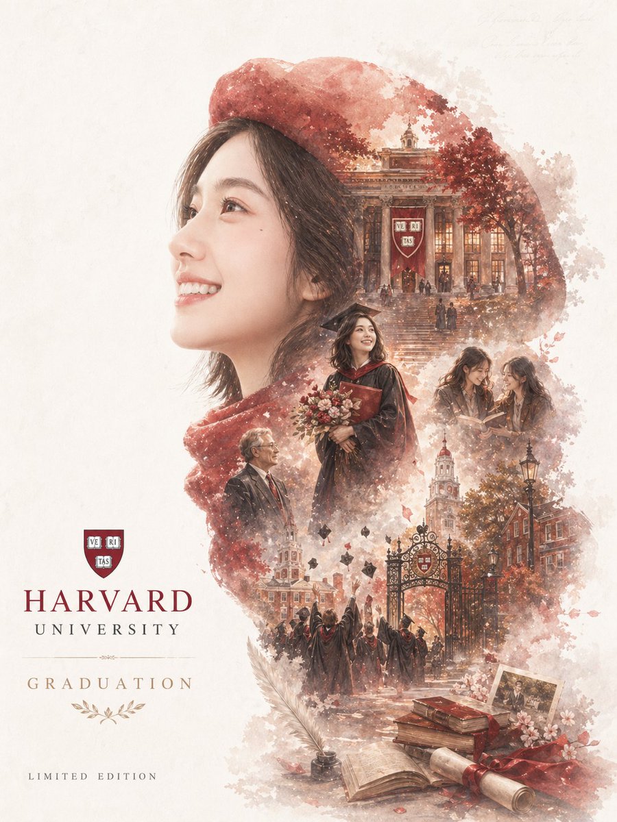 Graduation Silhouette Poster: Cinematic Double Exposure