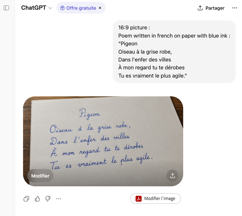Realistic Handwritten French Poem on Paper — Sora 2 Prompt