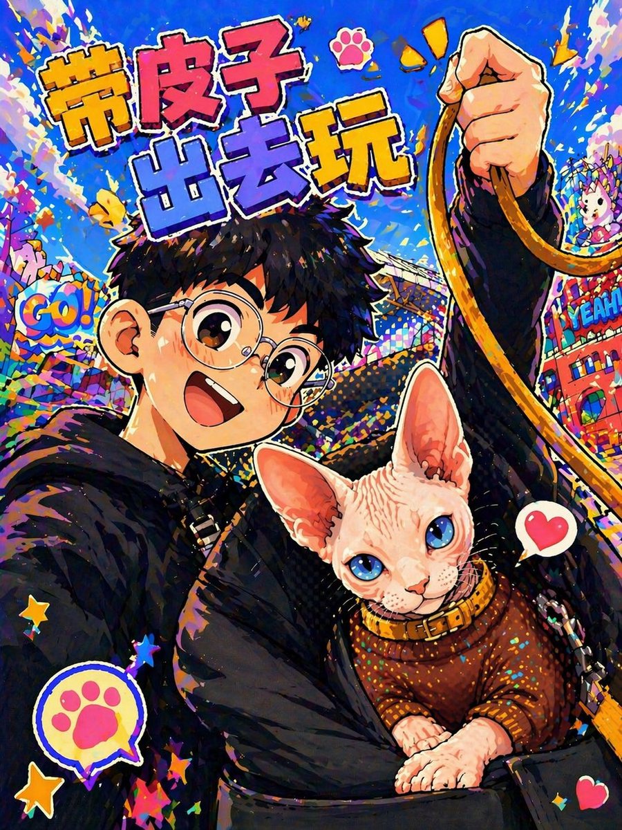 Sphynx Cat Anime Pop Art Selfie — Sora 2 Prompt