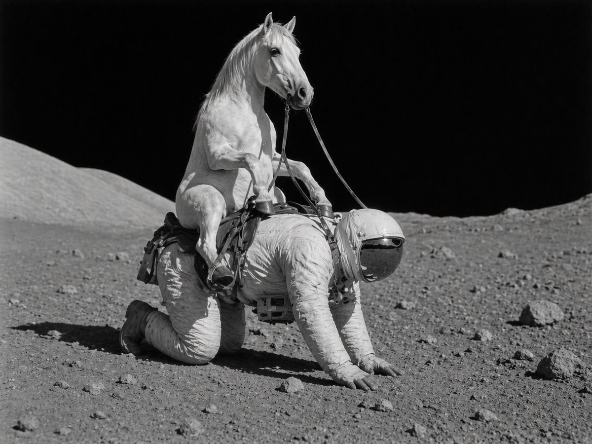 Surreal Astronaut Horse Rider on Moon — Sora 2 Prompt